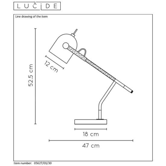 WAYLON Lampa stołowa E27 czarny 05627/01/30 Lucide - zdjęcie dodatkowe 3